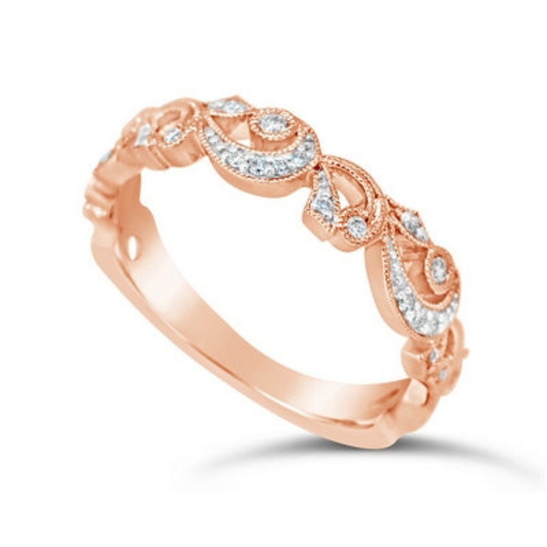 9ct Rose Gold Diamond Filigree Ring