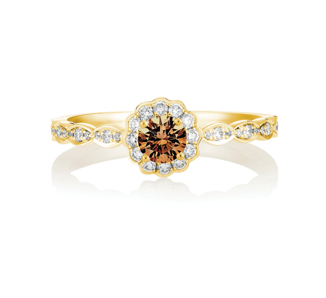 18ct Yellow Gold Australian Chocolate Diamond Ring