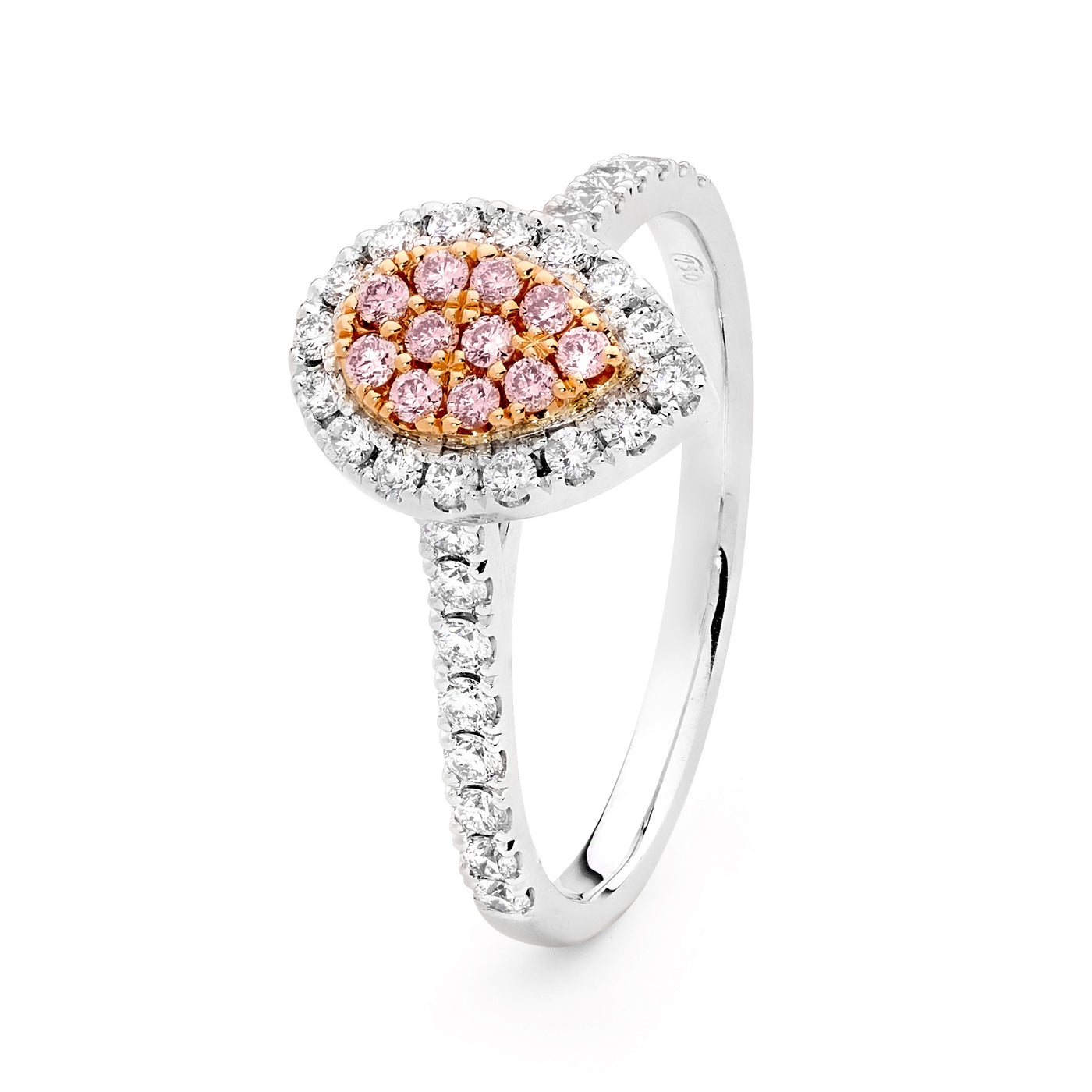 18ct White & Rose Gold Argyle Pink Diamond Pear Shape Cluster Ring