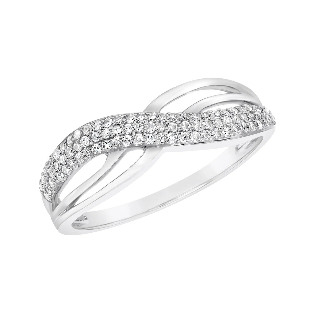 9ct White Gold Diamond Crossover Ring