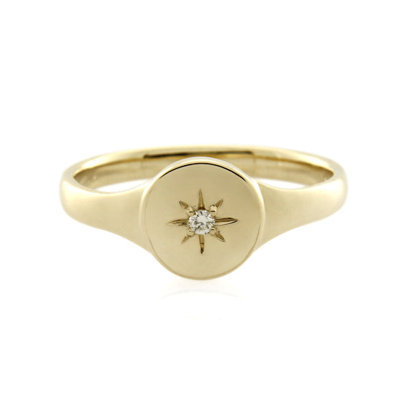 9ct Yellow Gold Diamond Signet Ring
