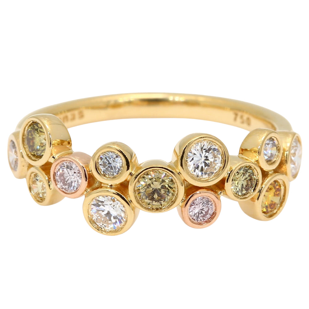 18ct Yellow Gold Multi Coloured Arygle Diamond Ring