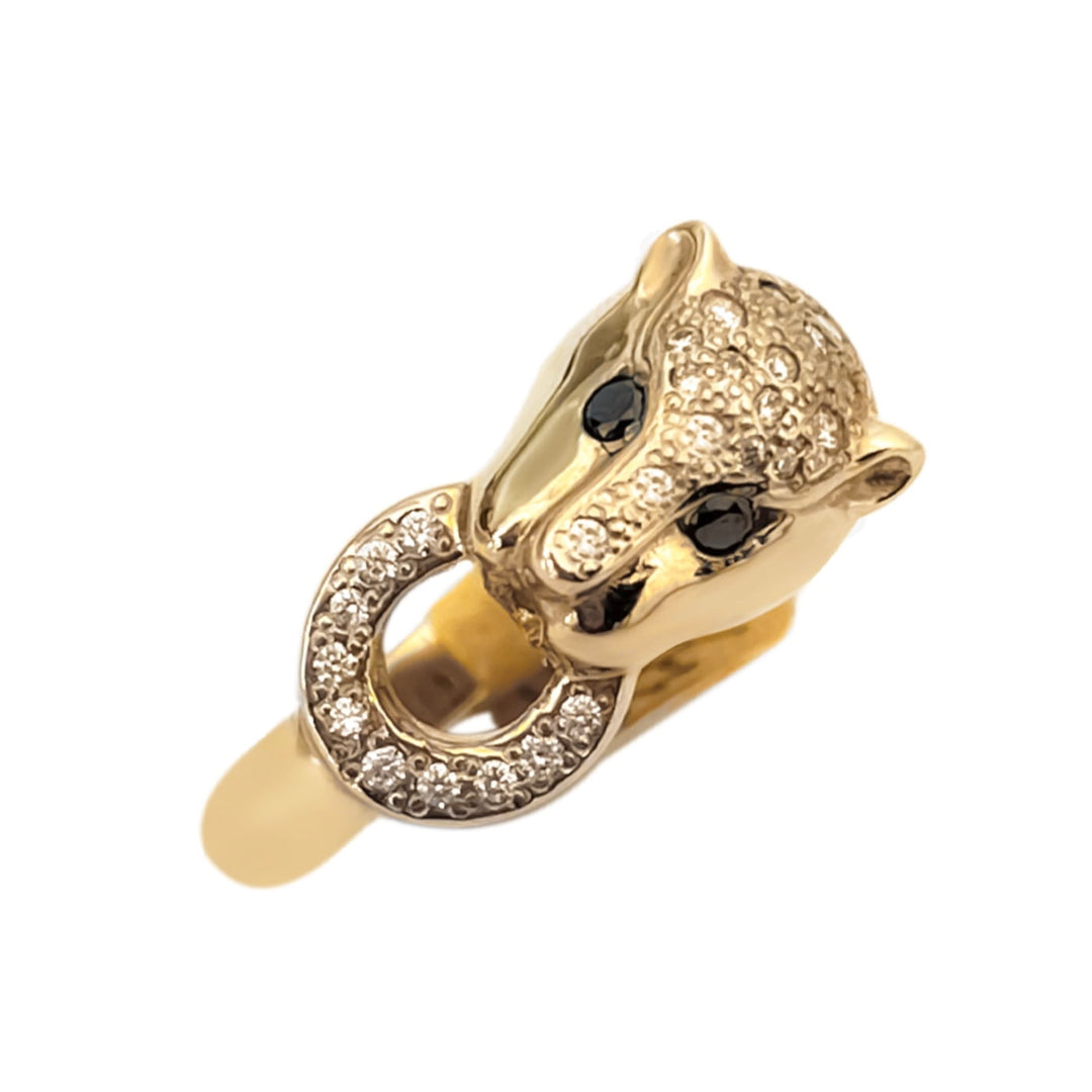 9ct Yellow Gold Diamond Leopard Ring