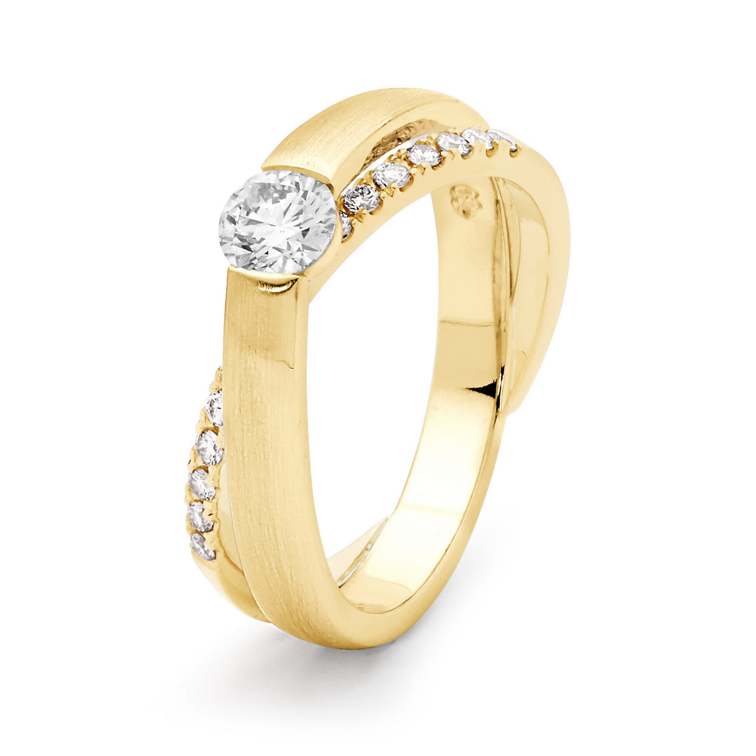 9ct Yellow Gold Argyle Diamond Crossover Ring