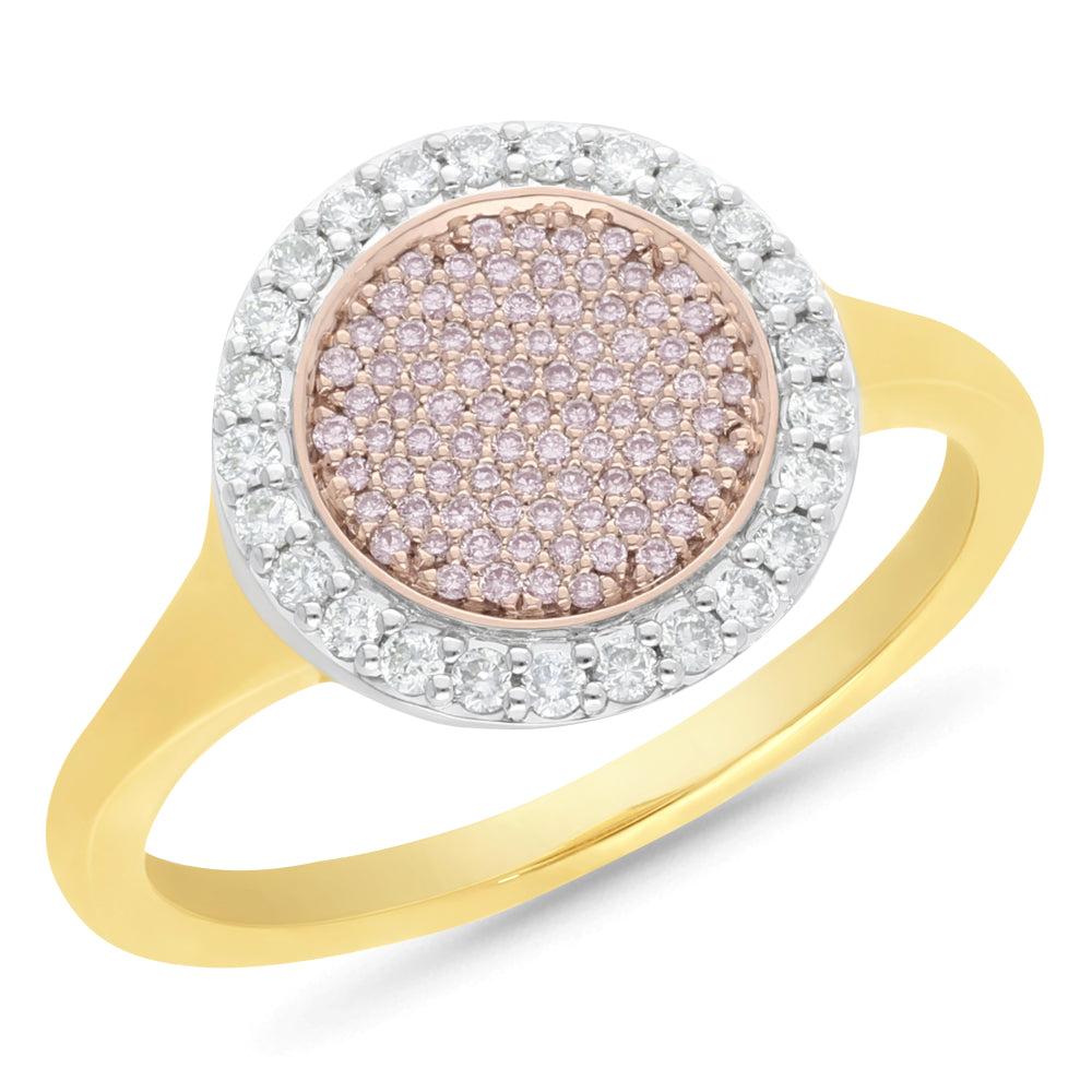 9ct Tri Tone Australian Pink Diamond Ring