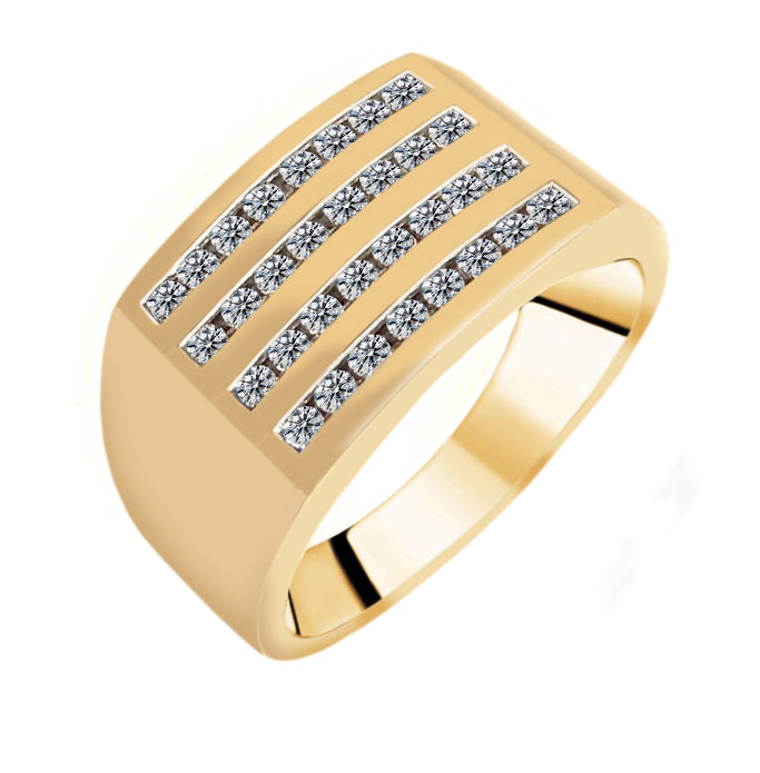 9ct Yellow Gold Multi Row Diamond Ring