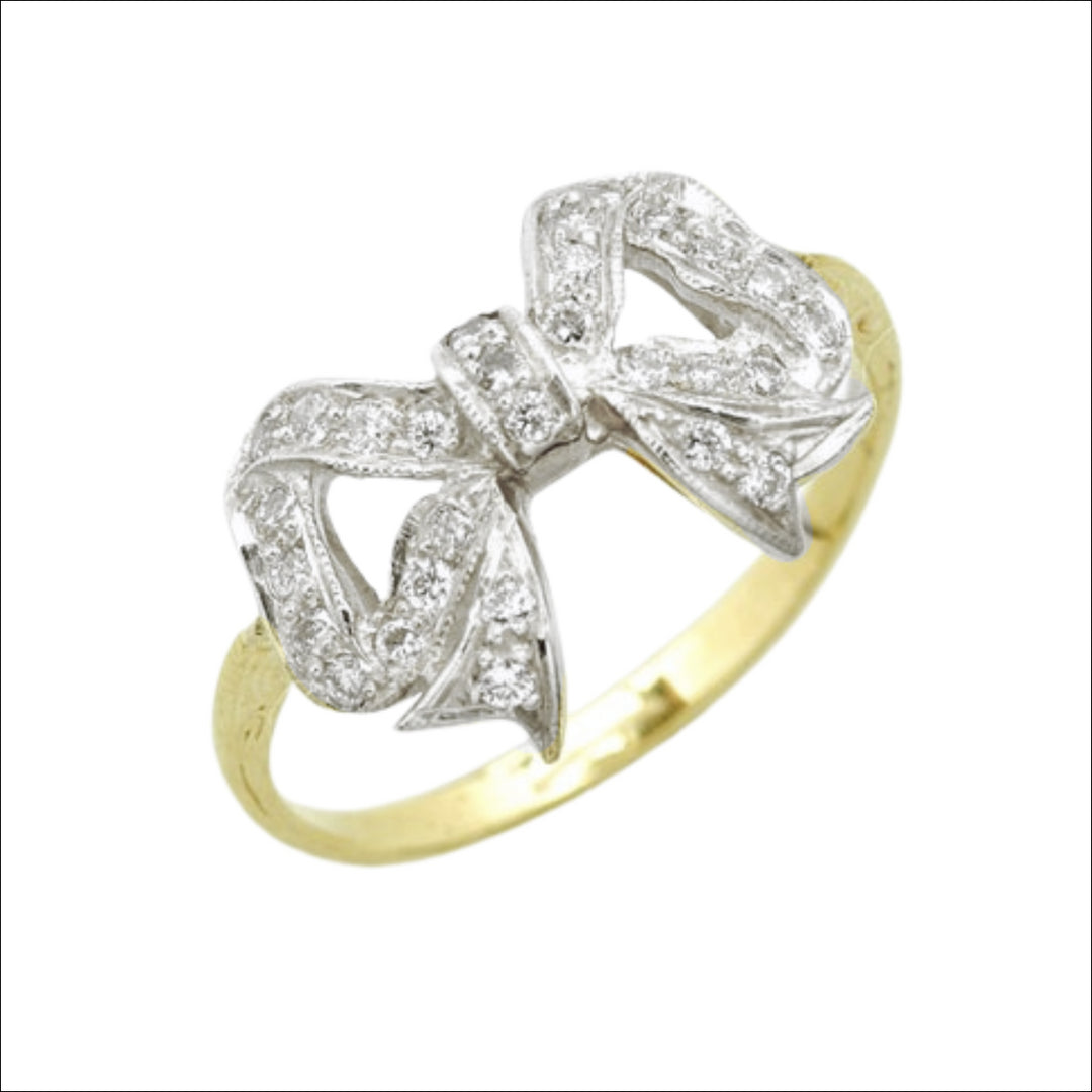 9ct Yellow Gold Diamond Bow Ring