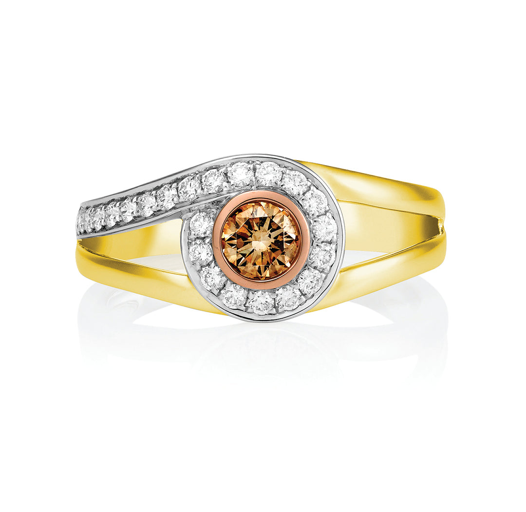 9ct Tri Tone Australian Chocolate Diamond Ring