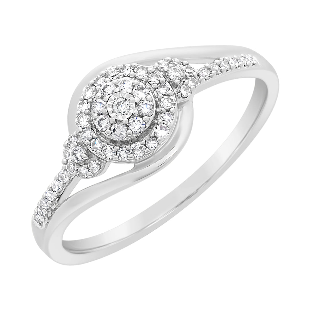 9ct White Gold Halo Diamond Ring