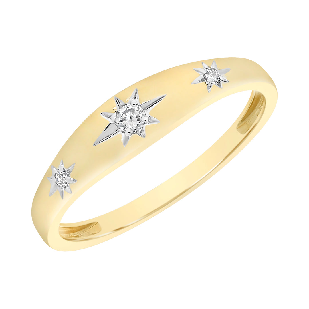 9ct Yelllow Gold Diamond Star Ring