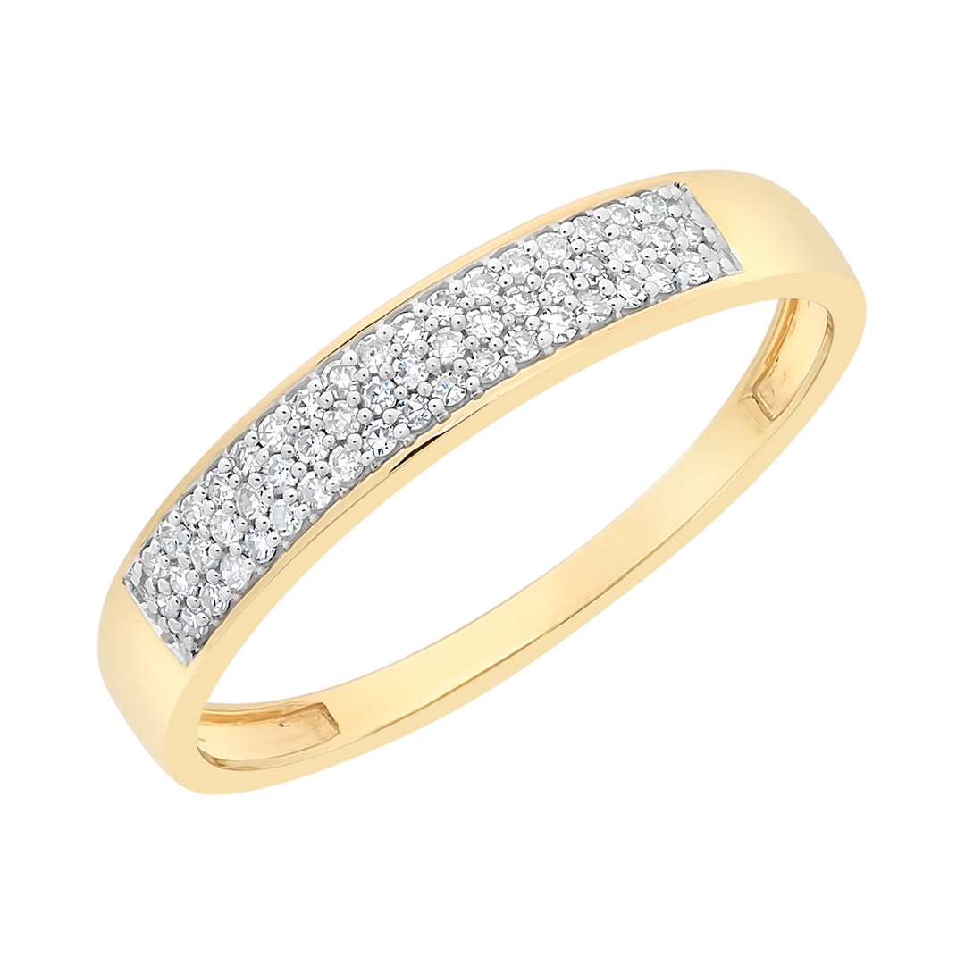 9ct Yellow Gold Multi Row Diamond Ring