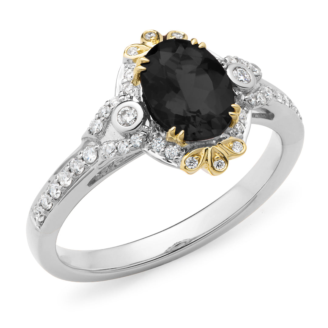 9ct TwoTone Sapphire & Diamond Ring