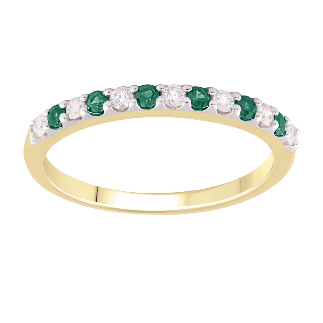 9ct Yellow God Emerald & Diamond Ring