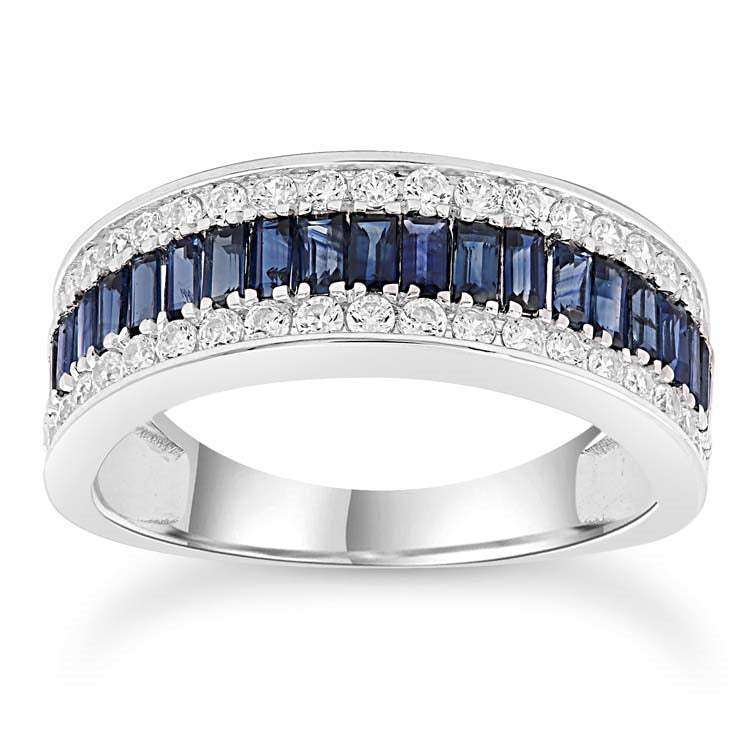 9ct White Gold Sapphire & Diamond Ring