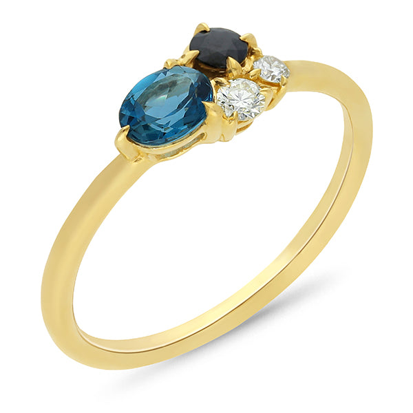 9ct Yellow Gold Sapphire & Diamond Ring