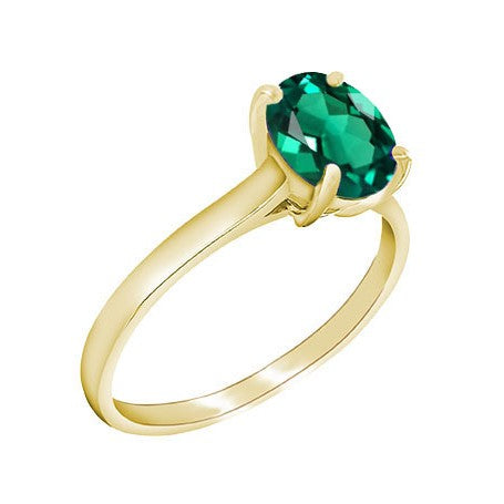 9ct Yellow Gold Created Emerald Ring
