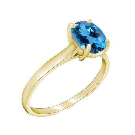 9ct Yellow Gold Swiss Blue Topaz Ring