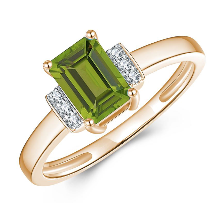 9ct Yellow Gold Peridot & Diamond Ring