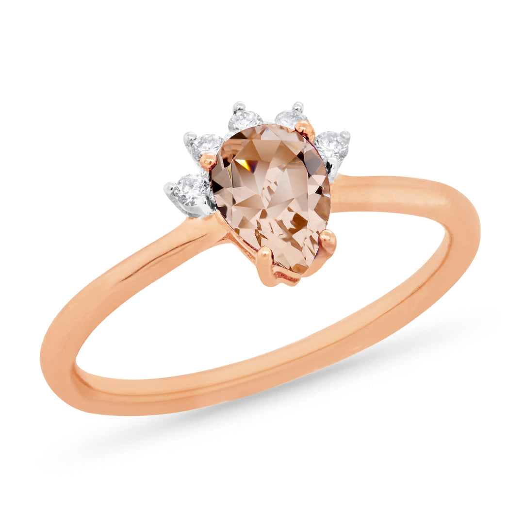 9ct Rose Gold Morganite & Diamond Ring