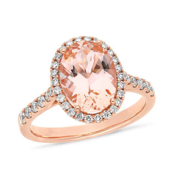 9ct Rose Gold Morganite & Diamond Ring