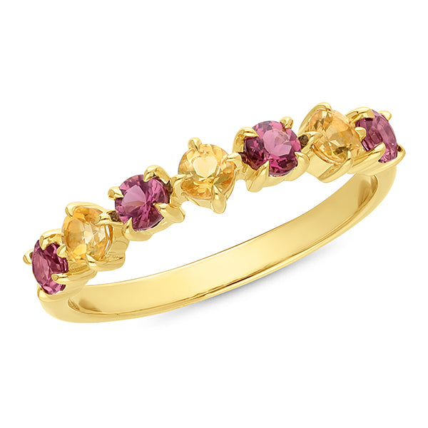 9ct Yellow Gold Citrine & Tourmaline Ring