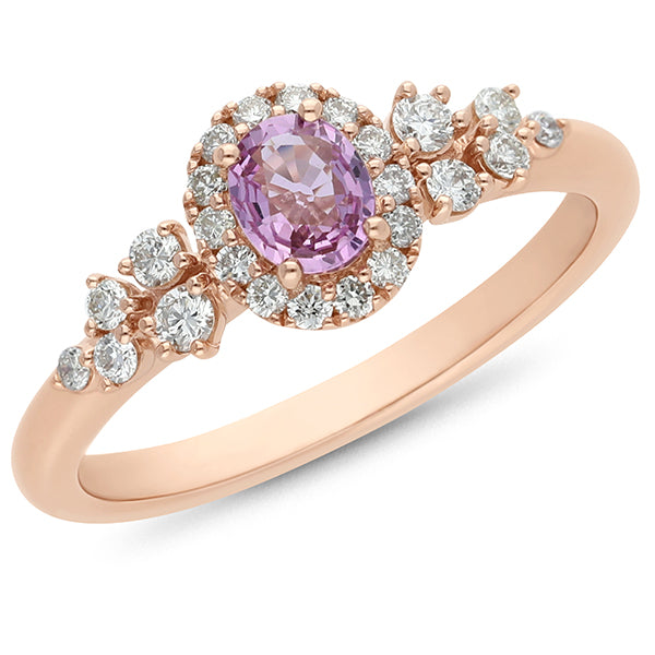 9ct Rose Gold Sapphire & Diamond Ring