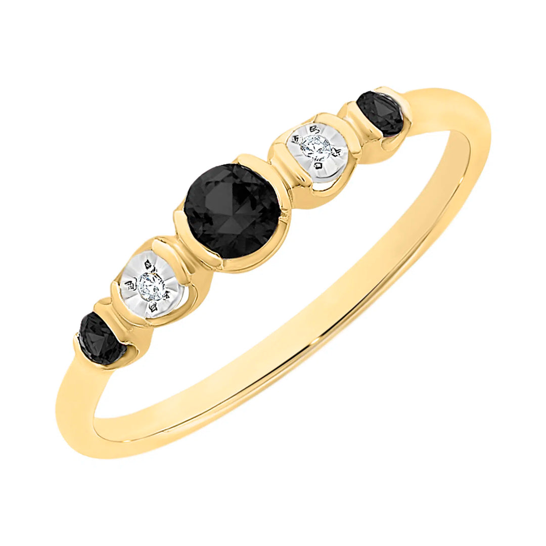9ct Yellow Gold Sapphire & Diamond Ring
