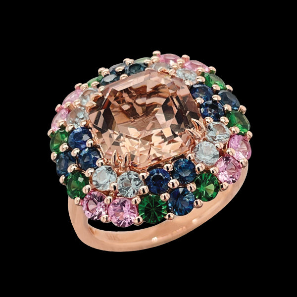 9ct Rose Gold Multi Gemstone Ring