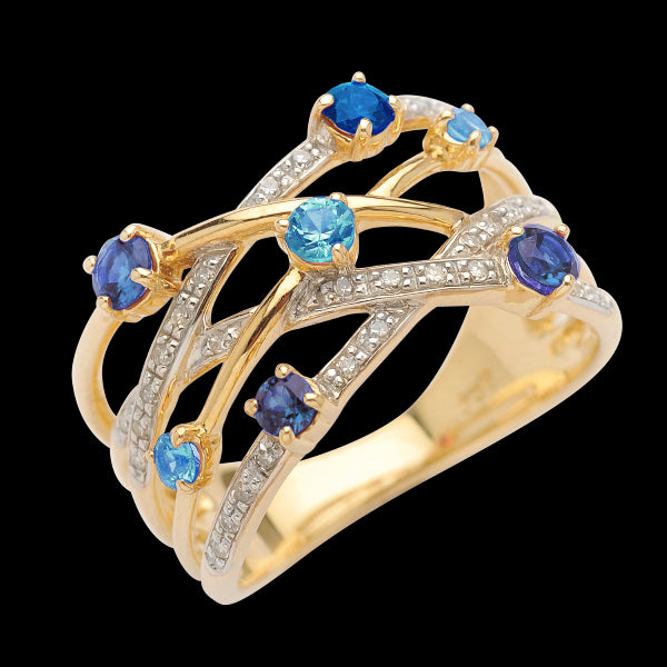 9ct Yellow Gold Multi Gemtstone RIng