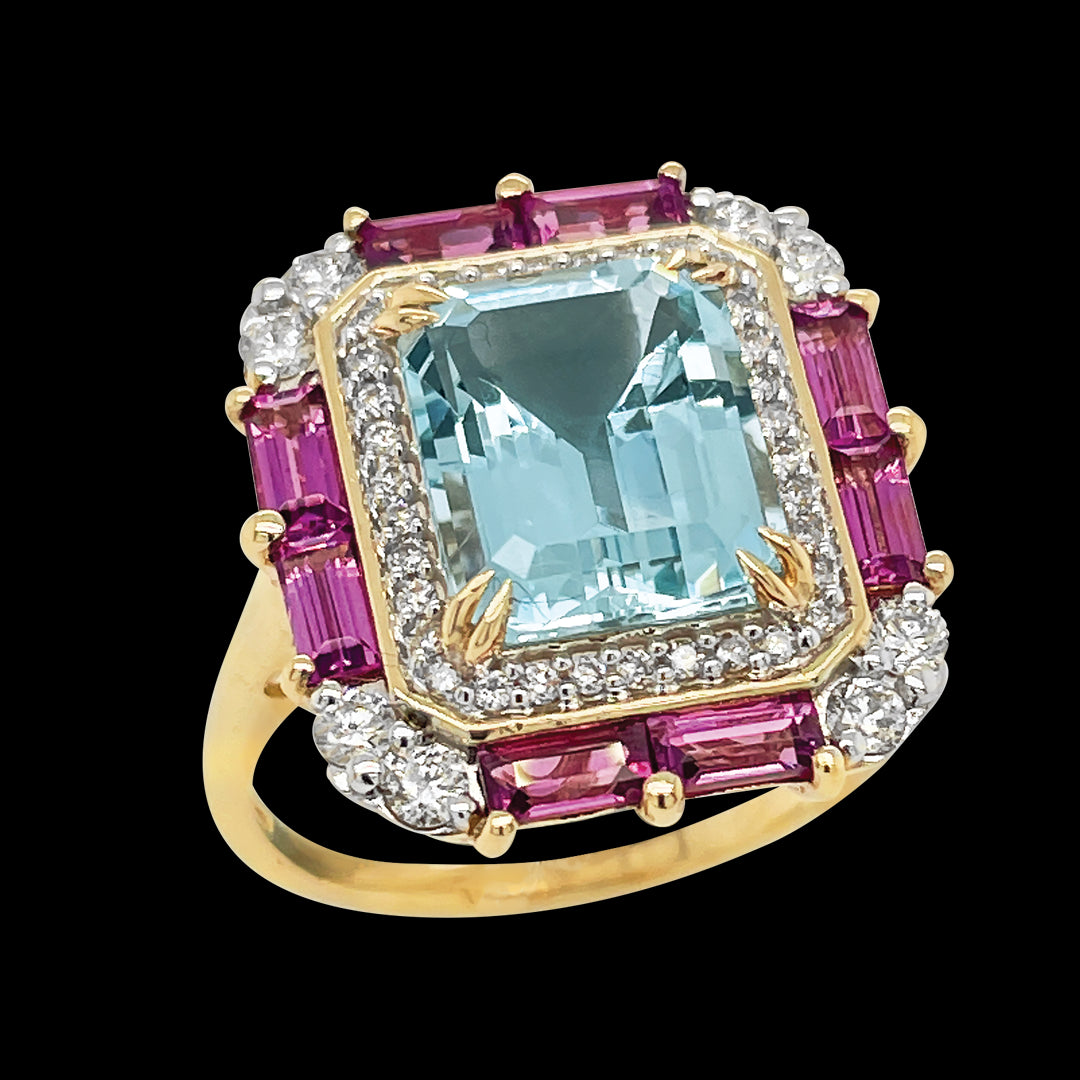 9ct Yellow Gold Multi Gemstone Ring
