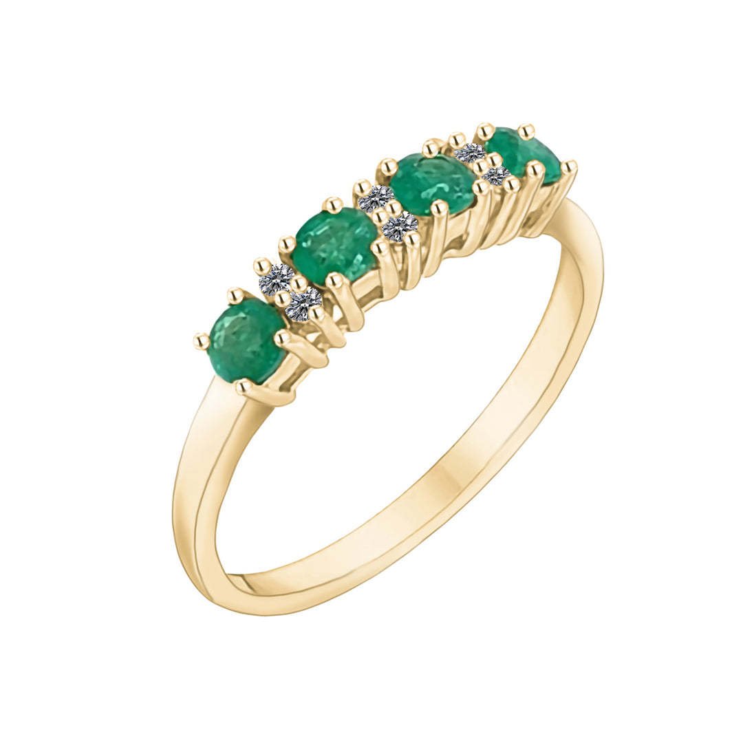9ct Yellow Gold Emerald & Diamond Ring