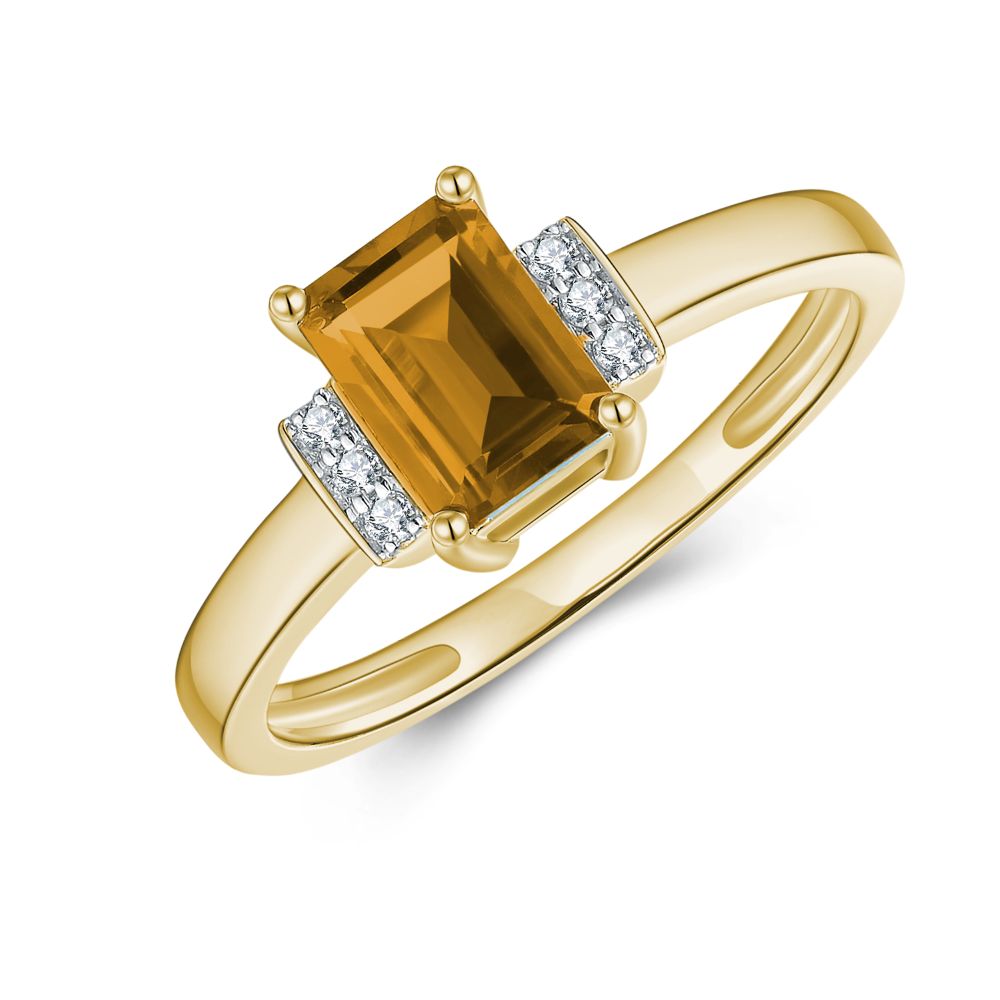 9ct Yellow Gold Citrine & Diamond Ring