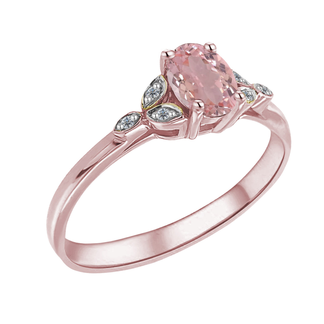 9ct Rose Gold Morganite & Diamond Ring