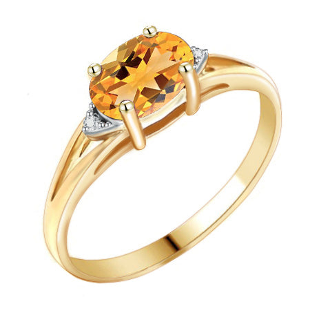 9ct Yellow Gold Citrine & Diamond Ring