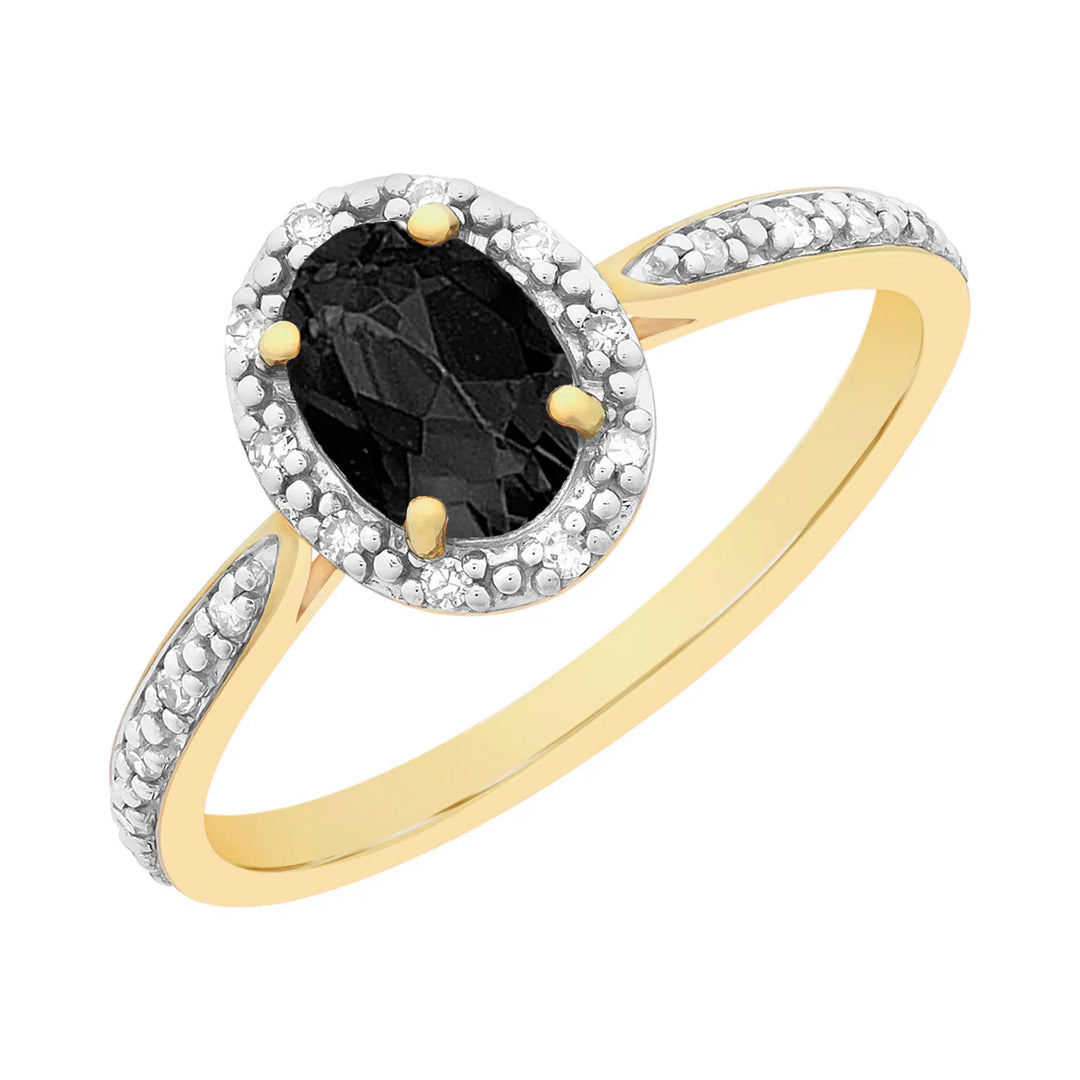 9ct Yellow Gold Sapphire & Diamond Ring