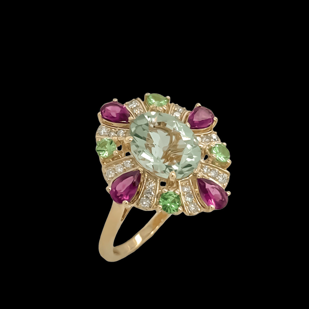 9ct Yellow Gold Multi Coloured Gemstone Ring