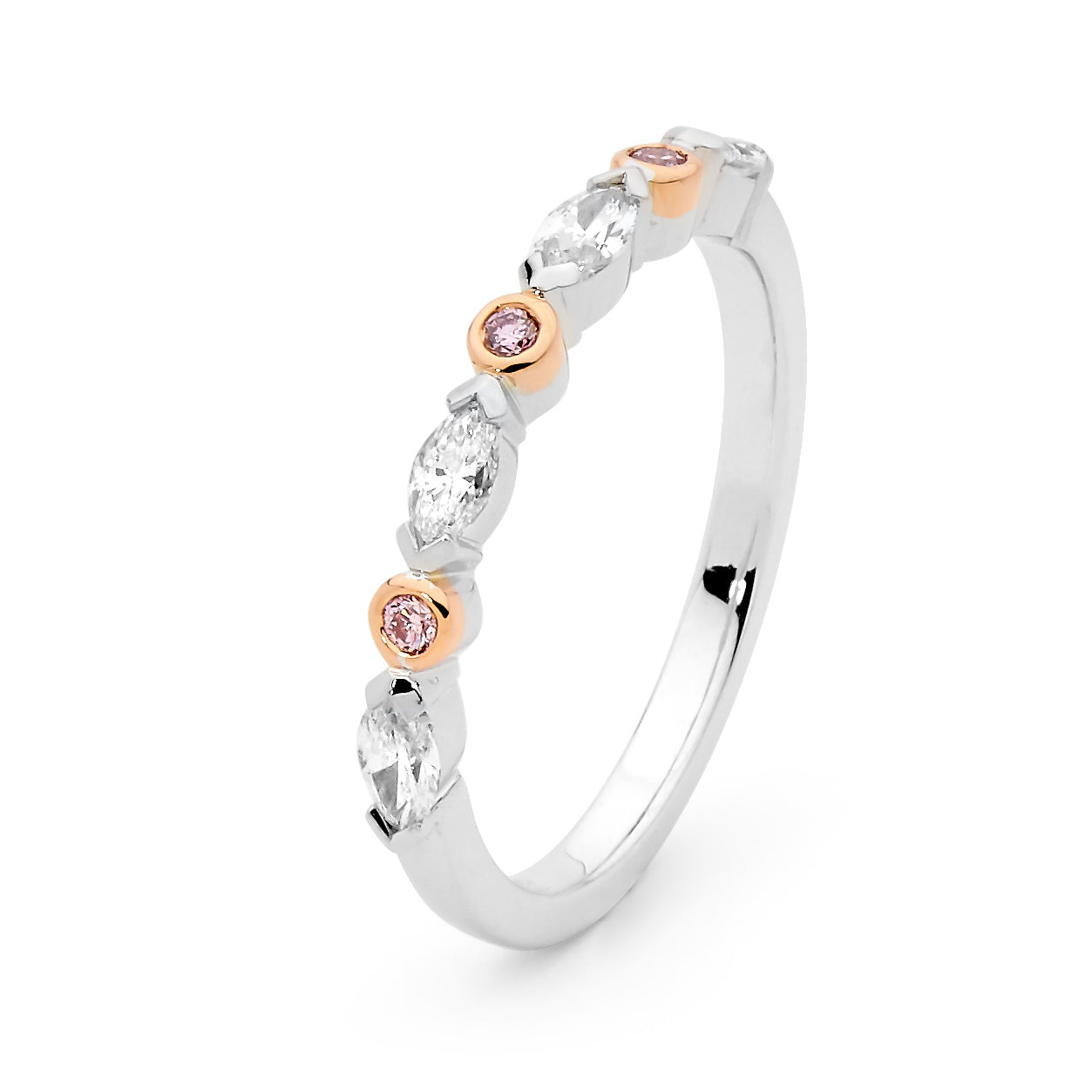 18ct White & Rose Gold Argyle Pink Diamond Wedding Ring
