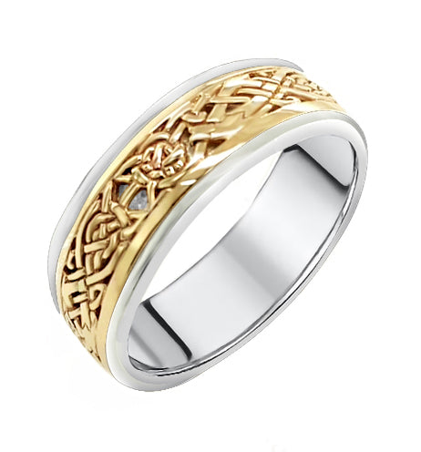 Sterling Silver & 9ct Yellow Gold Celtic Gents Ring