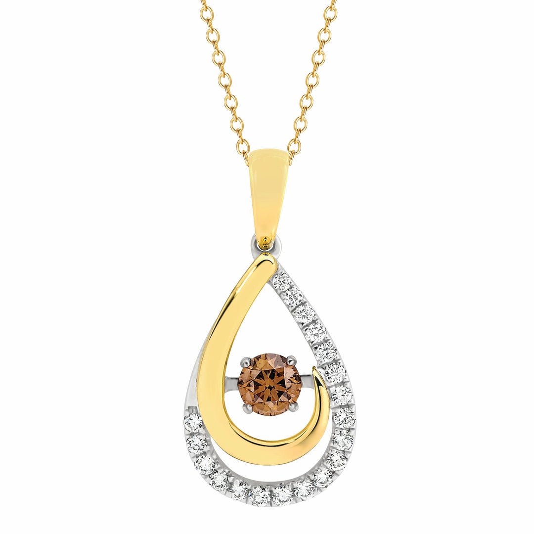9ct Yellow & White Gold Australian Chocolate Diamond Pendant