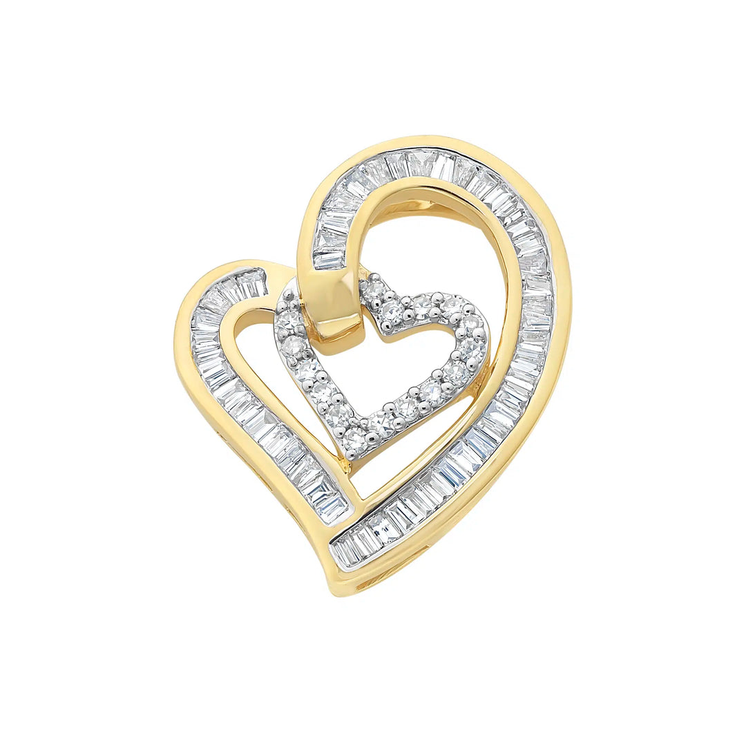 9ct Yellow Gold Diamond Heart Pendant