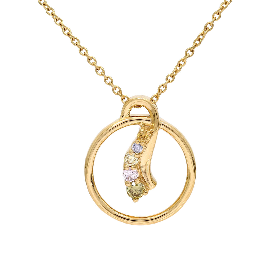 18ct Yellow Gold Multi Coloured Arygle Diamond Necklace