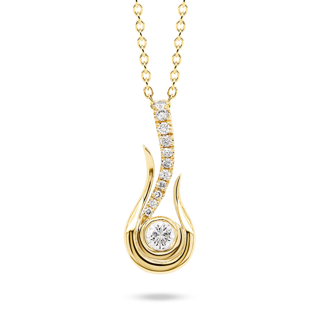9ct Yellow Gold Argyle Diamond Flowing Droplet Pendant