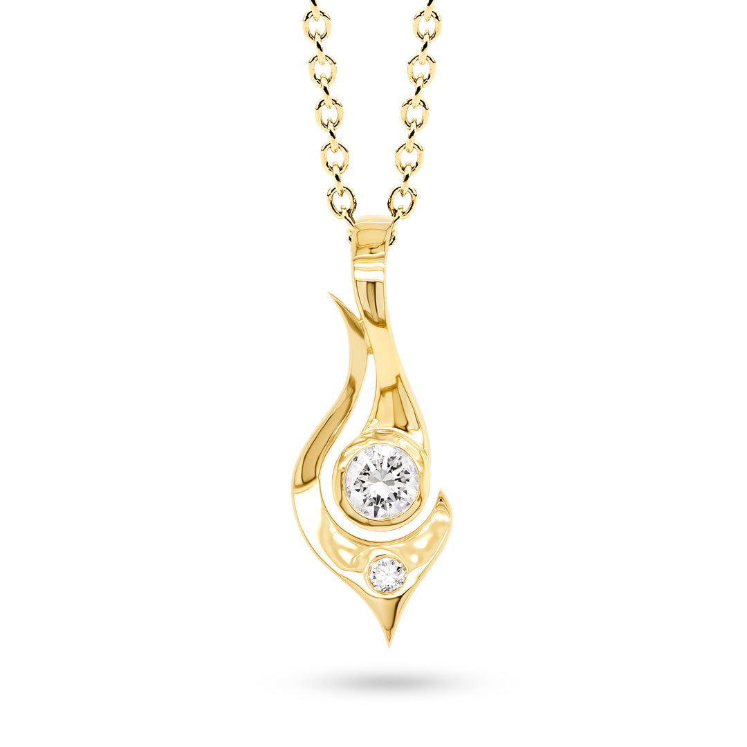 18ct Yellow Gold Argyle Diamond Wave Pendant