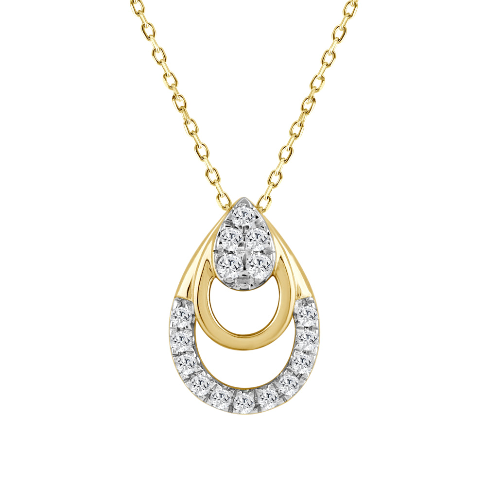 9ct Yellow Gold Diamond Teardrop Pendant