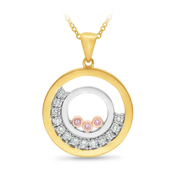 9ct Tri Tone Gold Australian Pink Diamond Pendant
