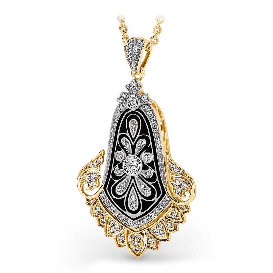 9ct Yellow Gold Diamond Art Deco Pendant