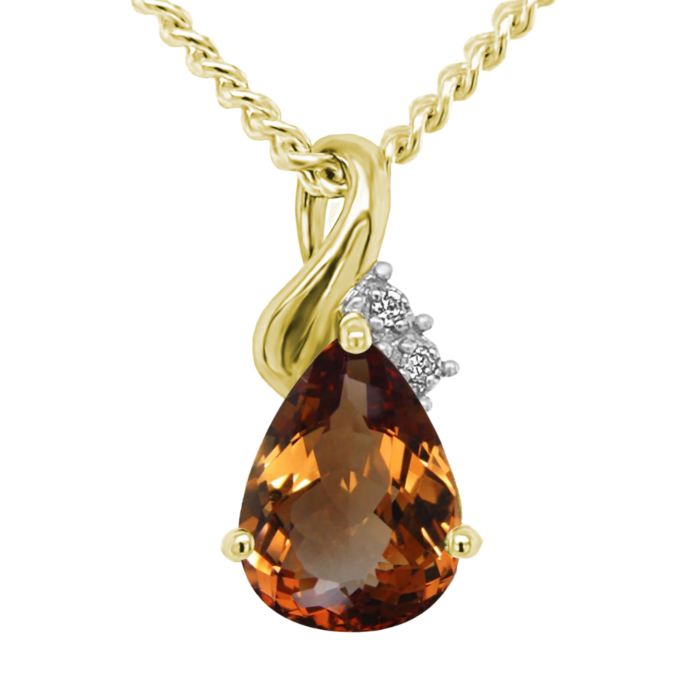 9ct Yellow Gold Diamond & Citrine Pendant