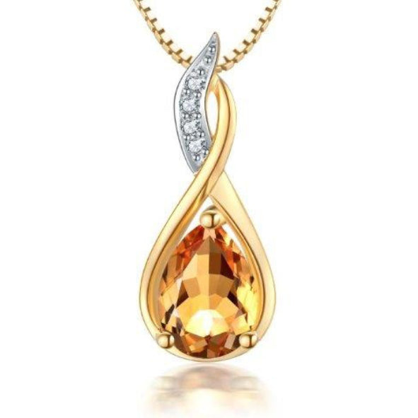 9ct Yellow Gold Citrine & Diamond Pendant