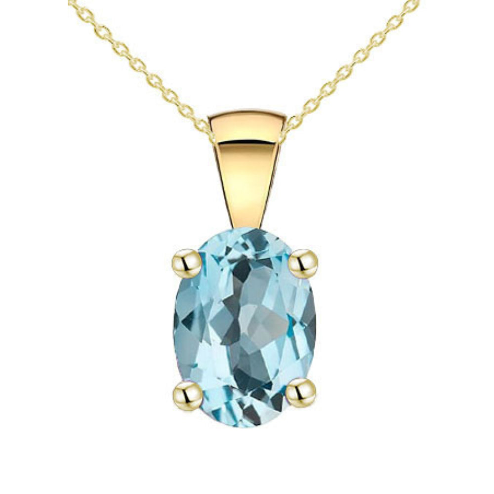 9ct Yellow Gold Blue Topaz Pendant