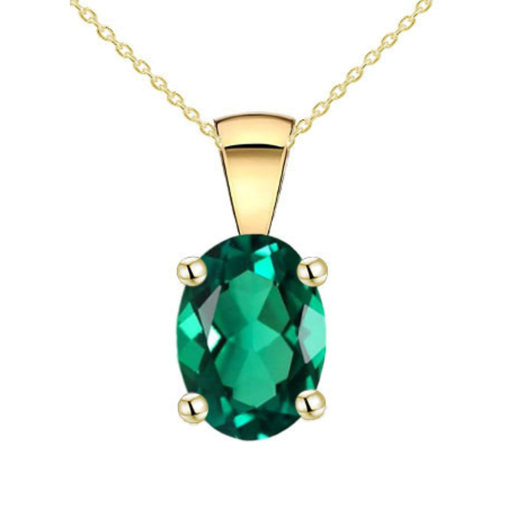 9ct Yellow Gold Created Emerald Pendant